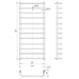 Водяной полотенцесушитель Mario Стандарт 1200x530/500 мм нержавеющая сталь 4820111350445