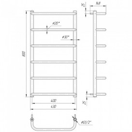 Водяний полотенцесушитель Mario Стандарт HP 800x430 / 400 мм нержавіюча сталь 4820111351329