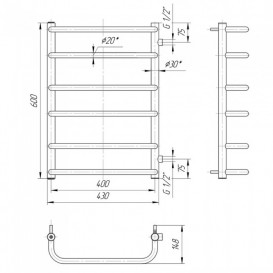 Водяний полотенцесушитель Mario Стандарт Б / П 1/2 