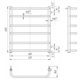 Водяной полотенцесушитель Mario Стандарт Б/П 1/2