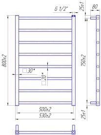 Водяна рушникосушка Mario Токіо 800x530/500 білий глянцевий 4820111357420