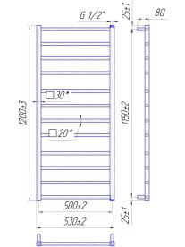 Водяной полотенцесушитель Mario Токио 1200x530/500 белый глянцевый 4820111357444
