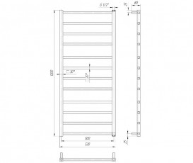 Водяной полотенцесушитель Mario Токио 1200x530x500 4820111352272
