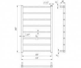 Водяной полотенцесушитель Mario Токио 800x530x500 4820111352265