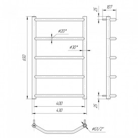Водяной полотенцесушитель Mario Трапеция HP 650x430/400 мм нержавеющая сталь 4820111351787