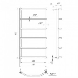 Водяний полотенцесушитель Mario Трапеция HP 800x430 / 400 мм нержавіюча сталь 4820111351794