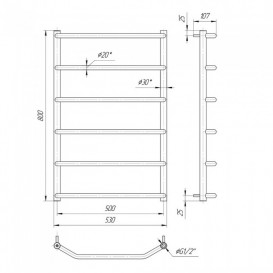 Водяний полотенцесушитель Mario Трапеция HP 800x530 / 500 мм нержавіюча сталь 4820111351800
