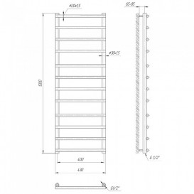 Водяной полотенцесушитель Mario Турин 1200x430/400 мм нержавеющая сталь 4820111353033
