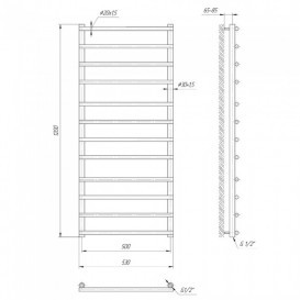 Водяной полотенцесушитель Mario Турин 1200x530/500 мм нержавеющая сталь 4820111354290