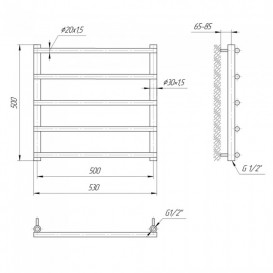 Водяний полотенцесушитель Mario Турин 500x530 / 500 мм нержавіюча сталь 4820111352951