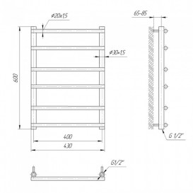 Водяний полотенцесушитель Mario Турин 600x430 / 400 мм нержавіюча сталь 4820111352968