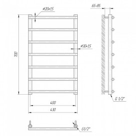 Водяной полотенцесушитель Mario Турин 700x430/400 мм нержавеющая сталь 4820111352982