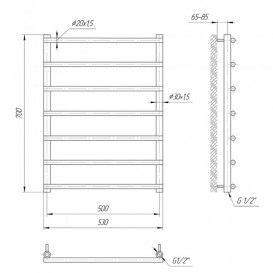 Водяний полотенцесушитель Mario Турин 700x530 / 500 мм нержавіюча сталь 4820111352999