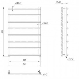 Водяний полотенцесушитель Mario Турин 800x530 / 500 мм нержавіюча сталь 4820111353002