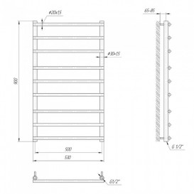 Водяний полотенцесушитель Mario Турин 900x530 / 500 мм нержавіюча сталь 4820111353019