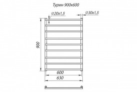 Водяний полотенцесушитель Mario Турин 900x630 / 600 мм нержавіюча сталь 4820111353026