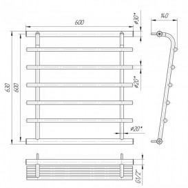 Водяной полотенцесушитель Mario Венера 630x600/600 мм нержавеющая сталь 4820111350698