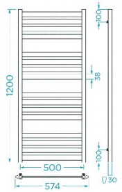 Водяний полотенцесушитель Mario Верді 1200х574x500 4820111354801