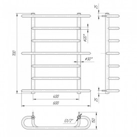 Водяной полотенцесушитель Mario Верона 700x600/400 мм нержавеющая сталь 4820111350162