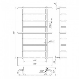 Водяний полотенцесушитель Mario Верона 900x600 / 400 мм нержавіюча сталь 4820111350179