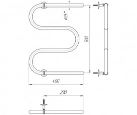 Водяний полотенцесушитель Mario Змійка 25 525х400 / 500 мм 4820111350605
