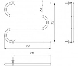 Водяной полотенцесушитель Mario Змейка 25 525х600/500 мм 4820111350094