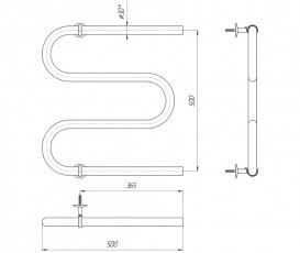 Водяной полотенцесушитель Mario Змейка 30 530х500/500 мм 4820111350636