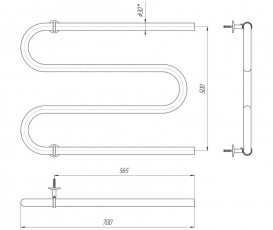 Водяной полотенцесушитель Mario Змейка 30 530х700/500 мм 4820111350650
