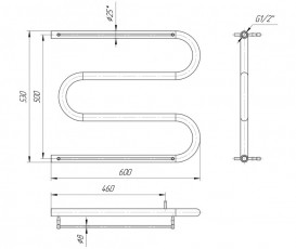 Водяной полотенцесушитель Mario Змейка 25 525х600/500 мм 4820111350070