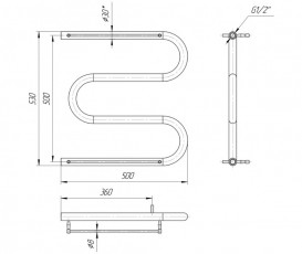 Водяний полотенцесушитель Mario Змійка 30 530х500 / 500 мм 4820111350582