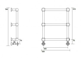 Водяний полотенцесушитель настінний Kerasan Retro 520х700х130 мм бронза 738793
