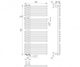 Водяной полотенцесушитель Премиум Марсель 900x400x50 4820111352814