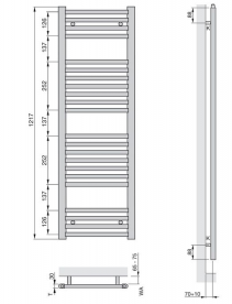 Водяний полотенцесушитель Zehnder Aura 1217х500 мм для закритих систем опалення хром PBCZ-120-050