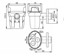 Воронка с сифоном для сбора конденсата AlcaPlast с шариком на 3 источника AKS5