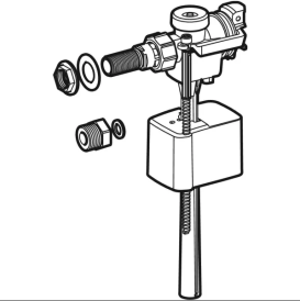 Впускний клапан Geberit типу 333 підведення води збоку 3/8 та 1/2 дюйма ніпель пластик 136.742.00.3