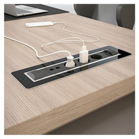 Блок розеток що обертається ASA Plastici Versaturn 3.0 3х220В+USB type А+С чорне скло 060.24F.00031