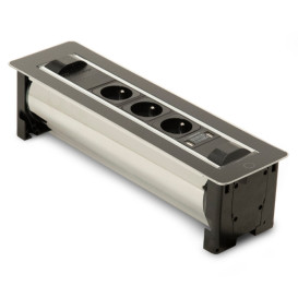 Блок розеток що обертається ASA Plastici Versaturn 3.0 3х220В+USB type А+С чорне скло 060.24F.00031