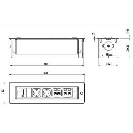 Блок розеток що обертається ASA Plastici Versaturn 3.0 3х220В+USB type А+С біле скло 060.24F.00032