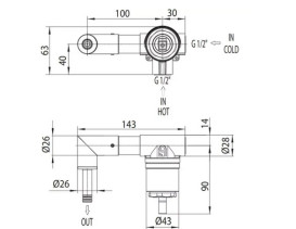 Вбудована частина для настінного одноважільного змішувача для раковини Bossini Z00801000000005