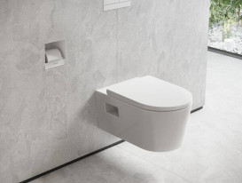 Встраиваемая ниша Hansgrohe XtraStoris Rock с держателем ершика и держателем туалетной бумаги матовый белый 56062700