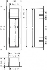 Встраиваемая ниша Hansgrohe XtraStoris Rock с держателем ершика и держателем туалетной бумаги матовая нержавеющая сталь 56062800