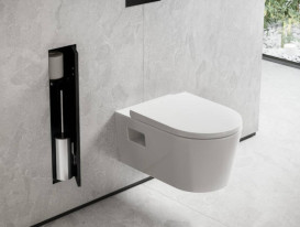 Вбудована ніша Hansgrohe XtraStoris Rock для туалетного йоржика матовий чорний 56060670