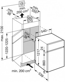 Вбудований двокамерний холодильник Liebherr ICTS 2231 Comfort сталь білий ICTS 2231