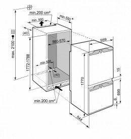 Встраиваемый двухкамерный холодильник Liebherr SICN 3386 Premium NoFrost сталь белый SICN 3386