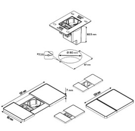 Встраиваемый модуль розеток ASA Plastici VersaPad 1x220В 2xUSB type А+А нержавеющая сталь 060.08F.00003