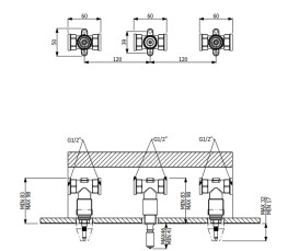 Встраиваемый монтажный блок для настенного смесителя для раковины на 3 отверстия Villeroy & Boch Loop & Friends TVW10610B15200