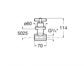 Встраиваемый настенный вентиль для раковины Roca Loft 3/4” указатель C (горячая)  A5A1943C00