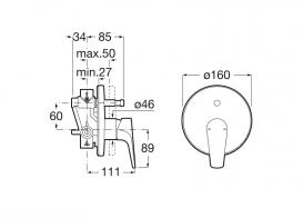 Встраиваемый смеситель для ванны и душа Roca Atlas однорычажный латунь хром A5A0690C00