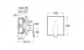 Встраиваемый смеситель для ванны и душа Roca Atlas однорычажный латунь хром A5A0B90C00