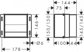 Вбудований тримач для туалетного паперу Hansgrohe XtraStoris Rock 150х150х140 матовий чорний 56065670